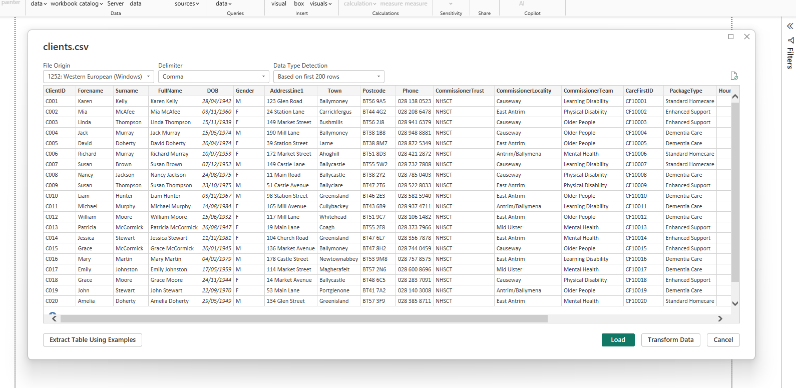 Power Query Clients Transform